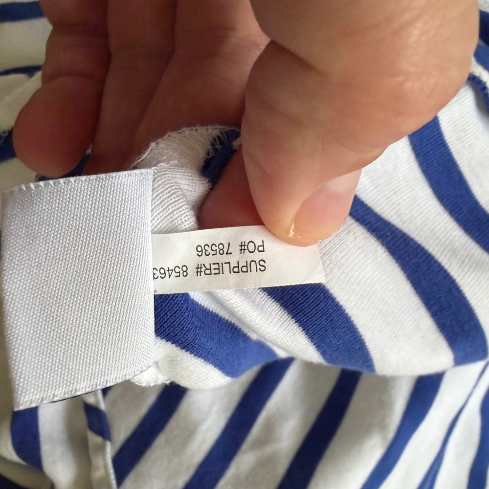 Y2K Ralph Lauren Sport XS Blue White Striped Ruffle Tiered Cotton Mini Skirt - Picture 8 of 8